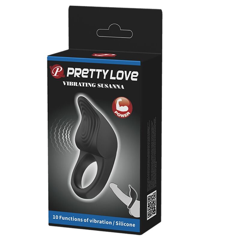 Pretty Love Susanna Vibrating Penis Ring Black | Niks.fi verkkokauppa