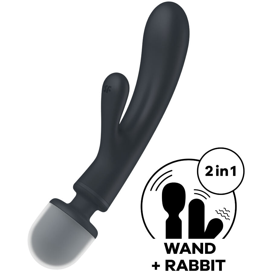 Satisfyer Triple Lover Rabbit Vibrator Massager Grey | Niks.fi verkkokauppa