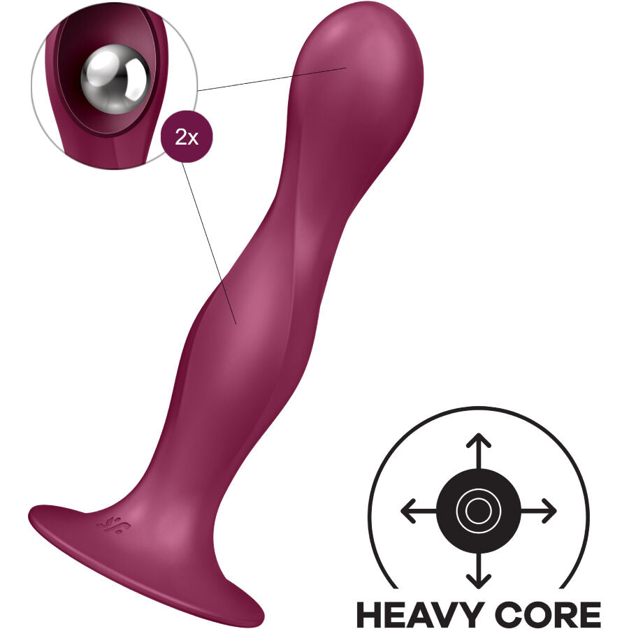 Satisfyer Double Ball-R Silicone Dildo Garnet | Niks.fi verkkokauppa