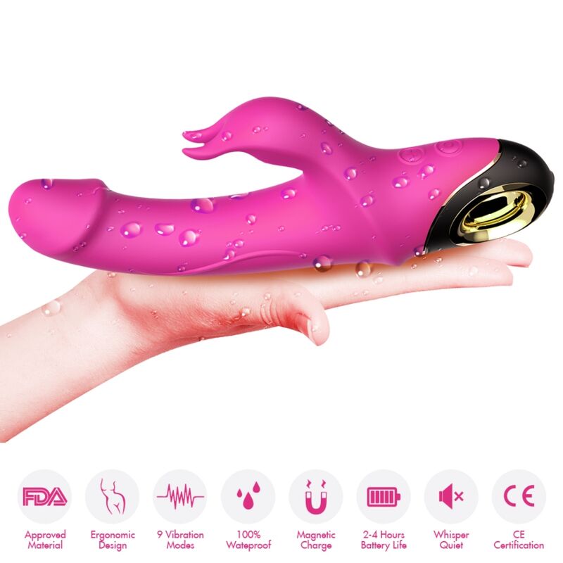 Meteror Dildo Vibraattori Rabbit Kiertäjä Fuksia | Niks.fi verkkokauppa