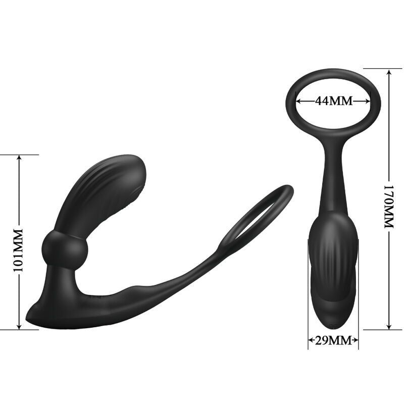 Pretty Love Warren Black Anal Ring & Vibrator | Niks.fi verkkokauppa
