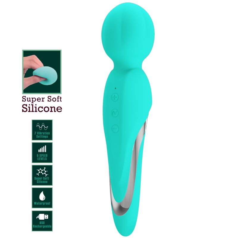 Pretty Love Walter Vibrator Wand Aqua Green | Niks.fi verkkokauppa