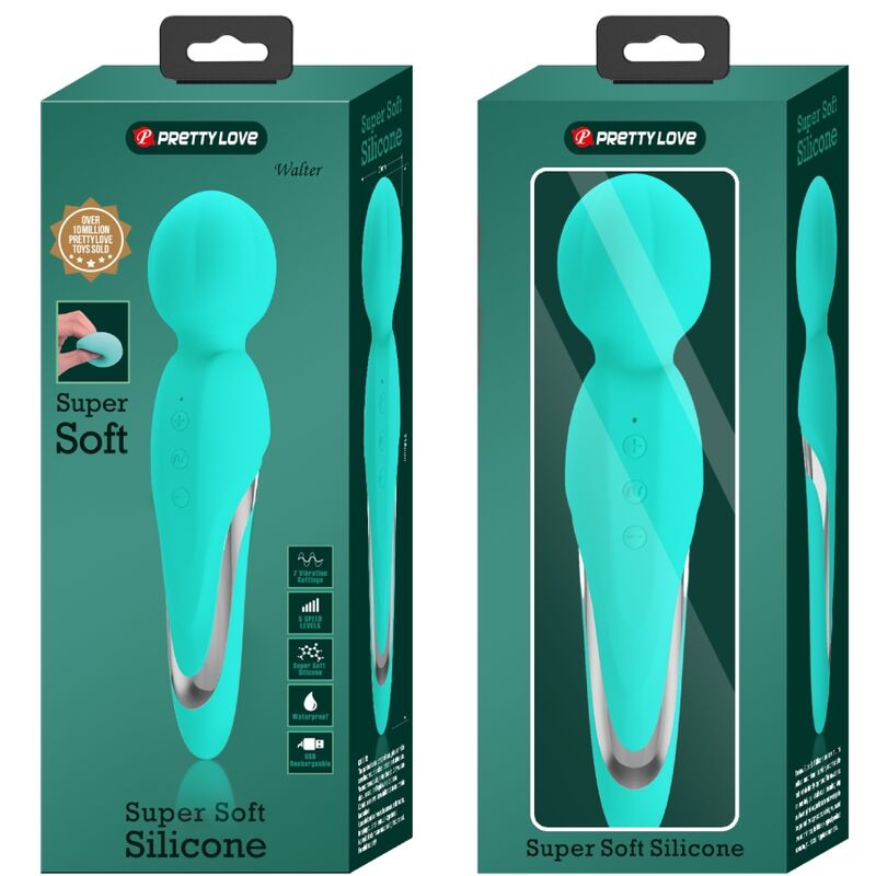 Pretty Love Walter Vibrator Wand Aqua Green | Niks.fi verkkokauppa