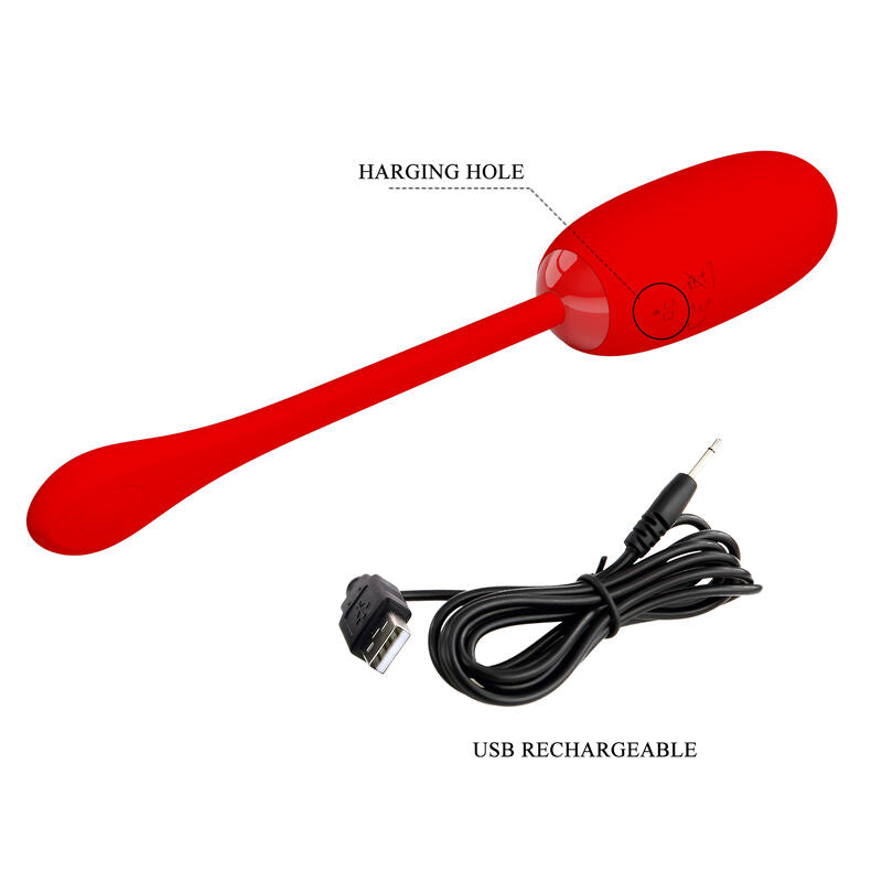 Pretty Love Julius Waterproof-Rechargeable Vibrating Egg Red | Niks.fi verkkokauppa