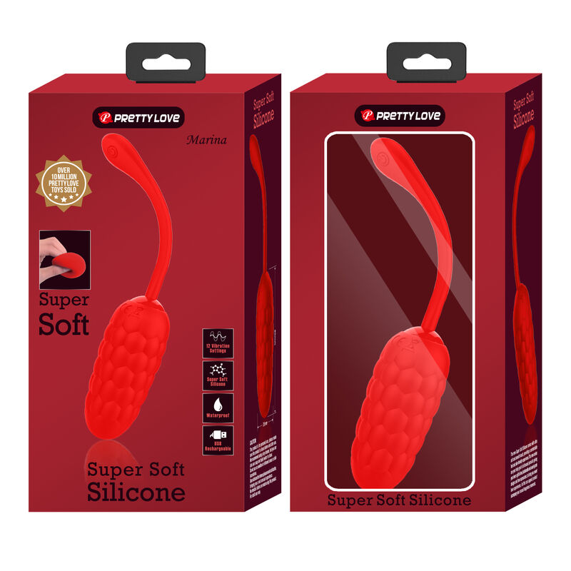 Pretty Love Vibrating Egg With Red Rechargeable Marine Texture | Niks.fi verkkokauppa