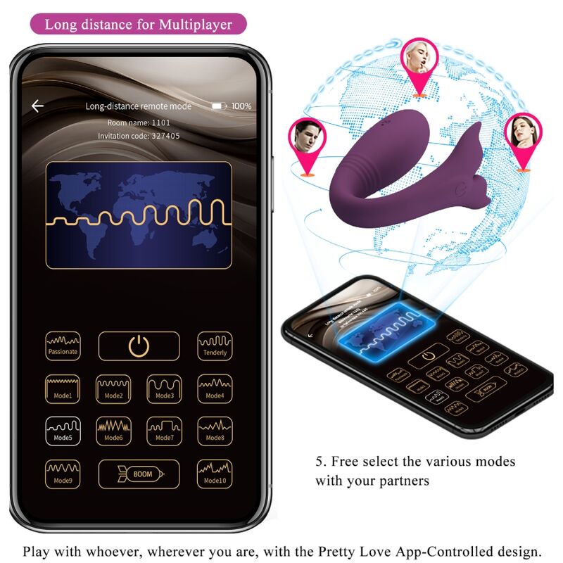 Pretty Love Jayleen Vibrator App Remote Control Purple | Niks.fi verkkokauppa