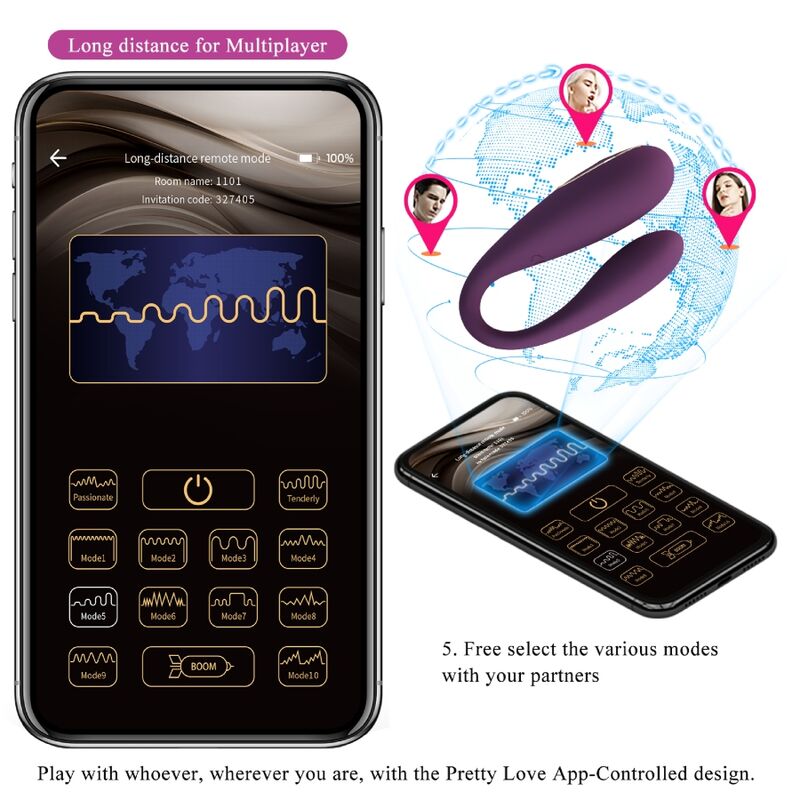 Pretty Love August Remote Global Double Pleasure Vibrator | Niks.fi verkkokauppa