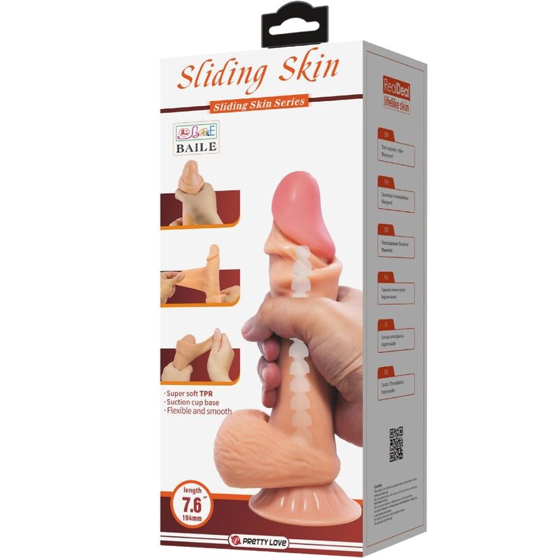 Pretty Love Sliding Skin Series Realistic Dildo With Sliding Skin Suction Cup 19.4 Cm | Niks.fi verkkokauppa