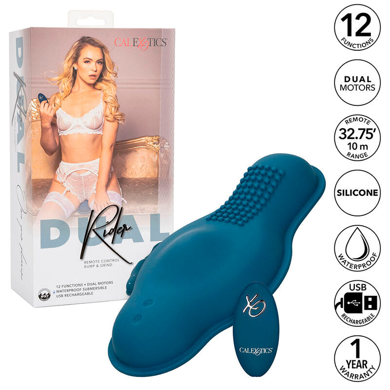 Calexotics Rider Massager Double Motor Remote Control Blue | Niks.fi verkkokauppa