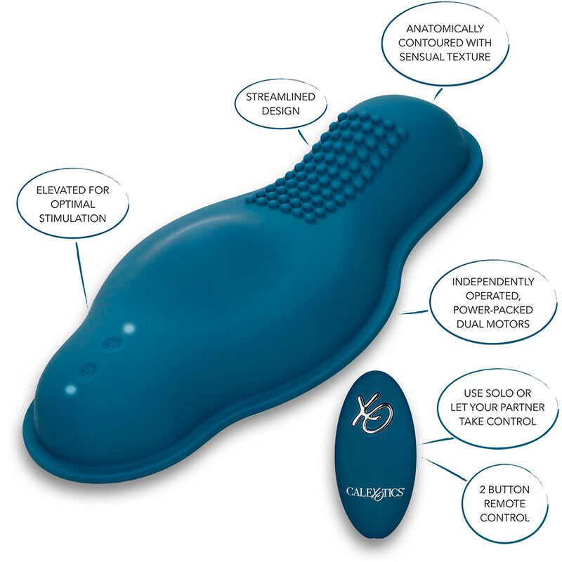 Calexotics Rider Massager Double Motor Remote Control Blue | Niks.fi verkkokauppa