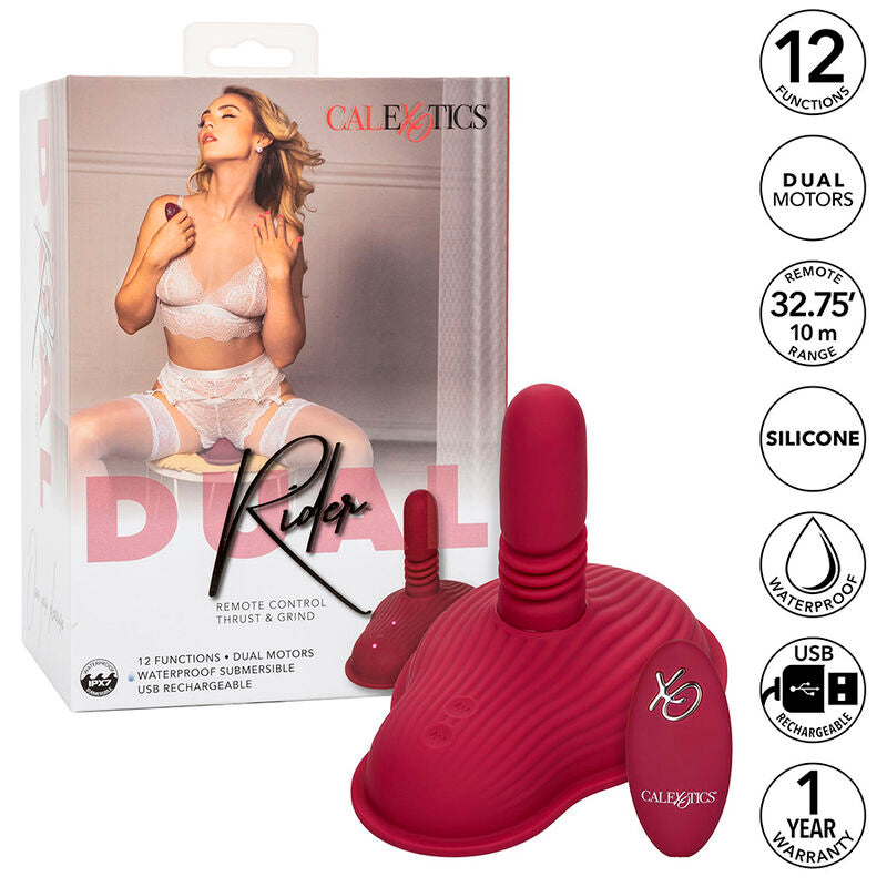 Calexotics Rider Massager Double Motor Remote Control Red | Niks.fi verkkokauppa