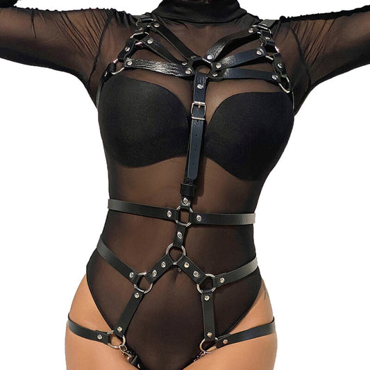 Subblime Body Harness Adjustable Straps Leather Black One Size | Niks.fi verkkokauppa