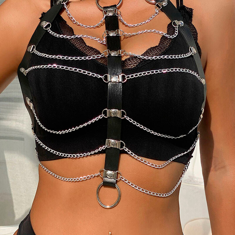 Subblime Chest Harness Leather Chains Black One Size | Niks.fi verkkokauppa