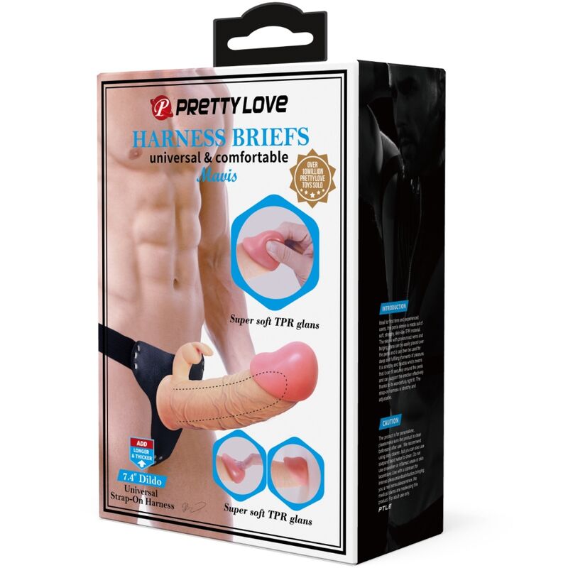 Mavis Harness Universal Briefs With Dildo 19 Cm Natural | Niks.fi verkkokauppa