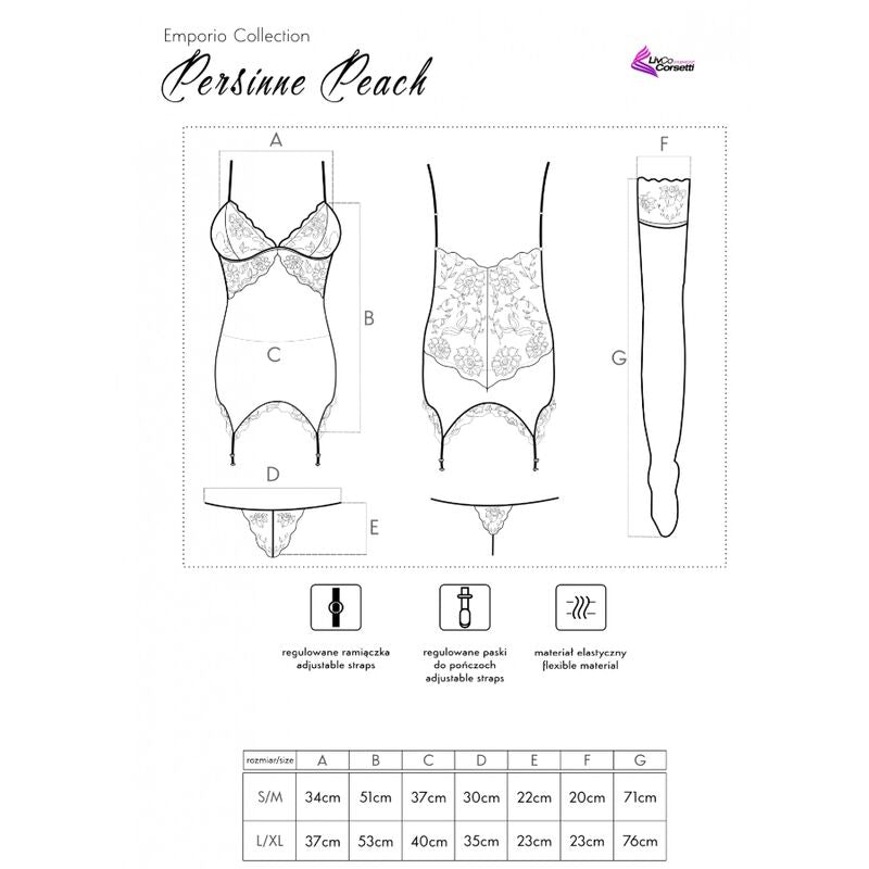 Livco Corsetti Fashionpersinne Peach Set Corset + Panty + Stockings | Niks.fi verkkokauppa