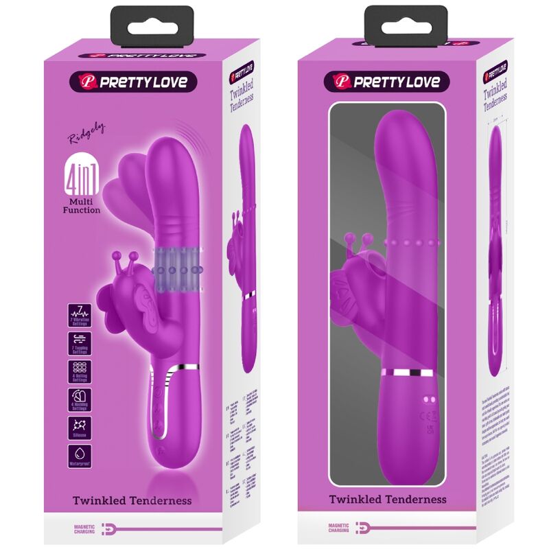 Pretty Lovemultifunction Rabbit Vibrator 4 In 1 Butterfly Fuchsia | Niks.fi verkkokauppa