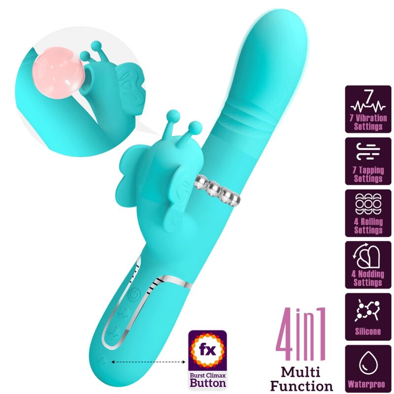 Pretty Lovemultifunction Rabbit Vibrator 4 In 1 Butterfly Aqua Green | Niks.fi verkkokauppa