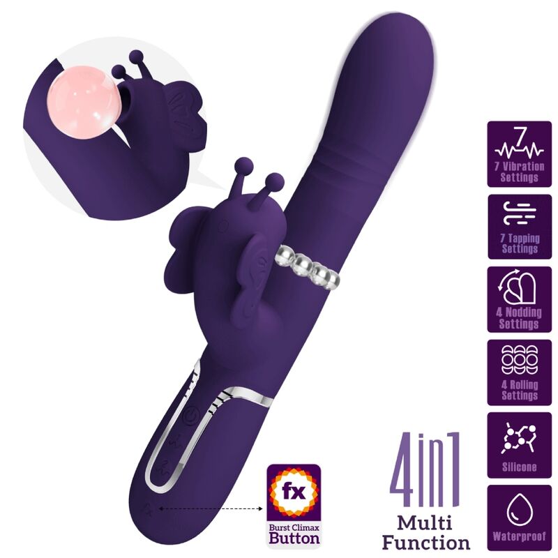 Pretty Lovemultifunction Rabbit Vibrator 4 In 1 Butterfly Purple | Niks.fi verkkokauppa