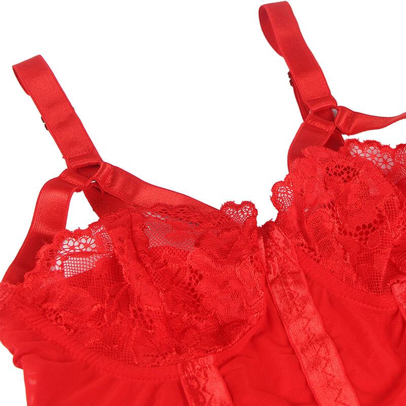 Subblimeteddy With Garter Strap Detail Chest Red S/M | Niks.fi verkkokauppa
