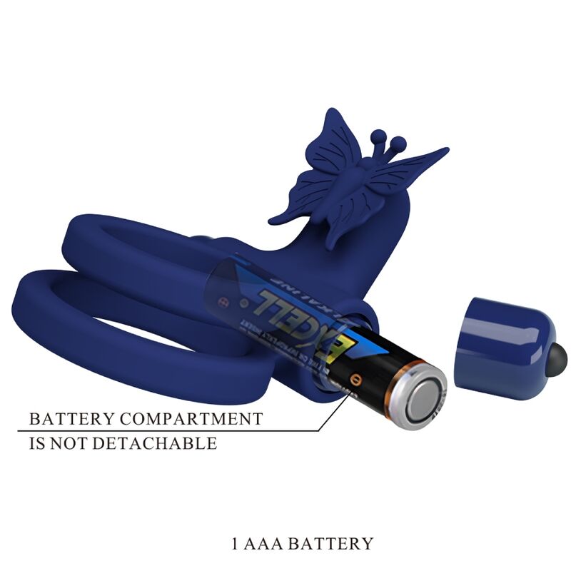 Pretty Lovejamele Double Ring With Vibration & Butterfly Stimulator Blue | Niks.fi verkkokauppa