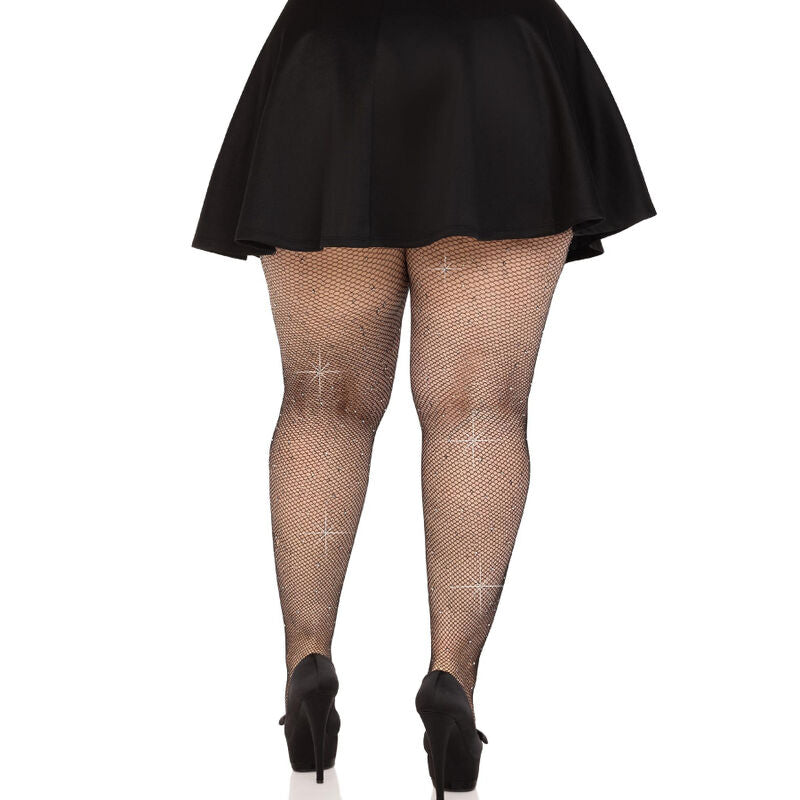 Leg Avenuecrystalized Mesh Stockings Black Plus Size | Niks.fi verkkokauppa