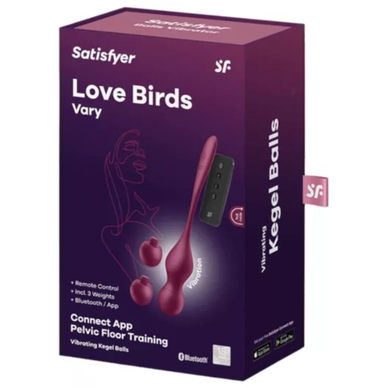 Satisfyerlove Birds Vary Vibrating Balls Free App Wine Red | Niks.fi verkkokauppa