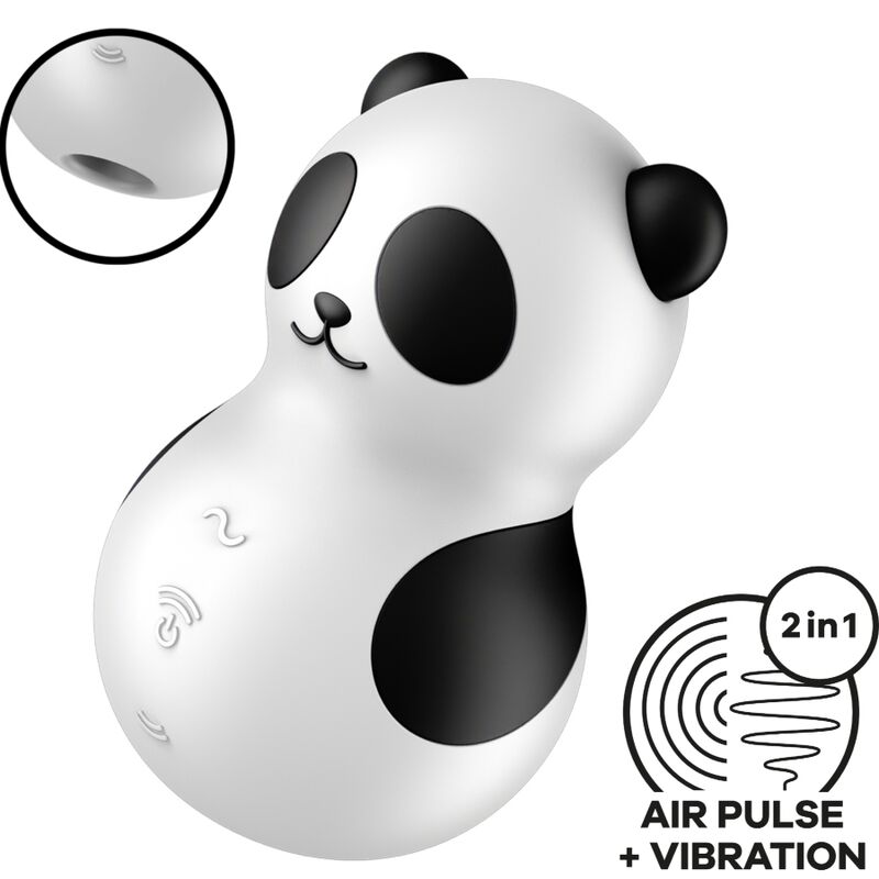 Satisfyerpocket Panda Stimulator & Vibrator Black And White | Niks.fi verkkokauppa