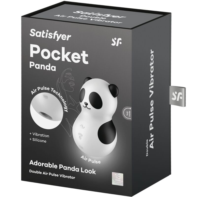 Satisfyerpocket Panda Stimulator & Vibrator Black And White | Niks.fi verkkokauppa