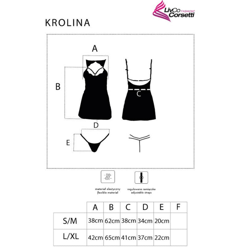 Livco Corsetti Fashionkrolina Lc 90734 Chemise + Thong Black S/M | Niks.fi verkkokauppa