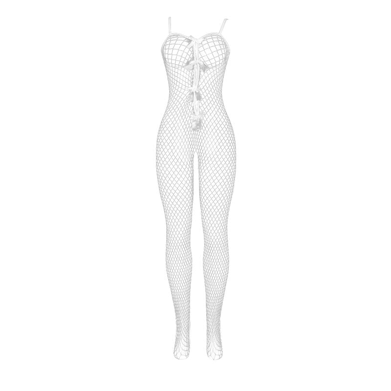 Subblime951740 Bodystocking White Fishnet Crotchless With Bows One Size | Niks.fi verkkokauppa