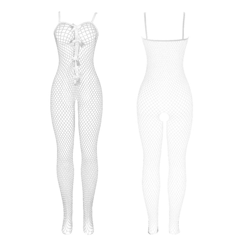 Subblime951740 Bodystocking White Fishnet Crotchless With Bows One Size | Niks.fi verkkokauppa