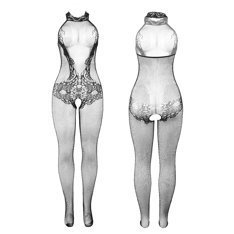 Subblime951801 Fishnet And Lace Crotchless Bodystocking With High Neck Black One Size | Niks.fi verkkokauppa