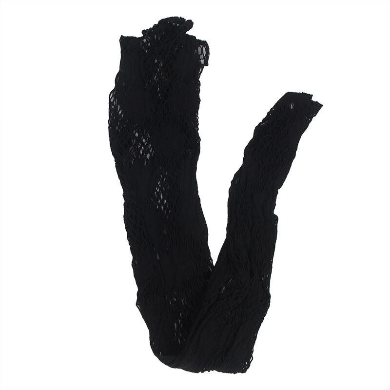 Subblime952129 Fishnet Bodystocking With Dress Design And Floral Details Black One Size | Niks.fi verkkokauppa