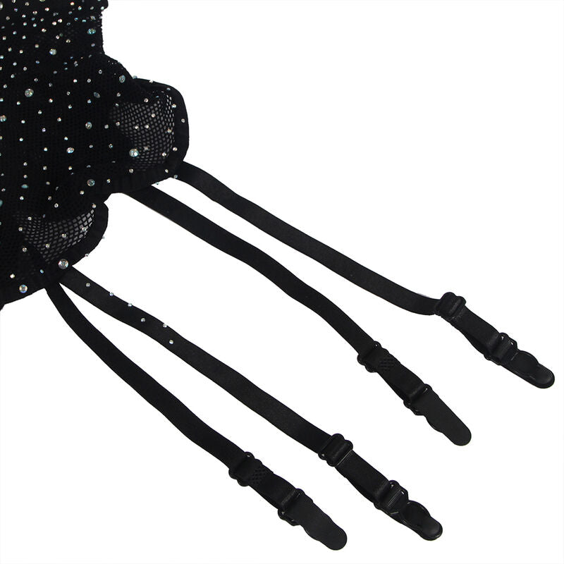 Subblime952174 Fishnet Bodystocking With Gloves And Diamonds Black One Size | Niks.fi verkkokauppa