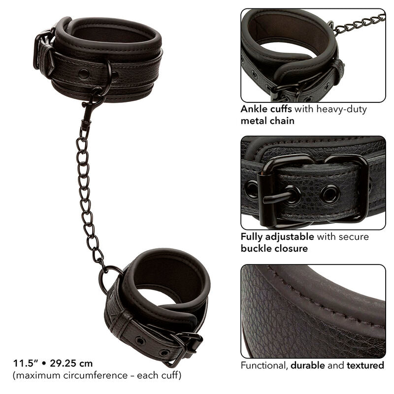 Nocturnal Ankle Cuffs Leather Adjustable Black | Niks.fi verkkokauppa