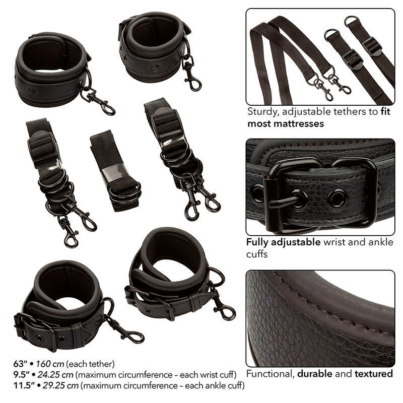 Nocturnal Bed Restraints Leather Adjustable Black | Niks.fi verkkokauppa