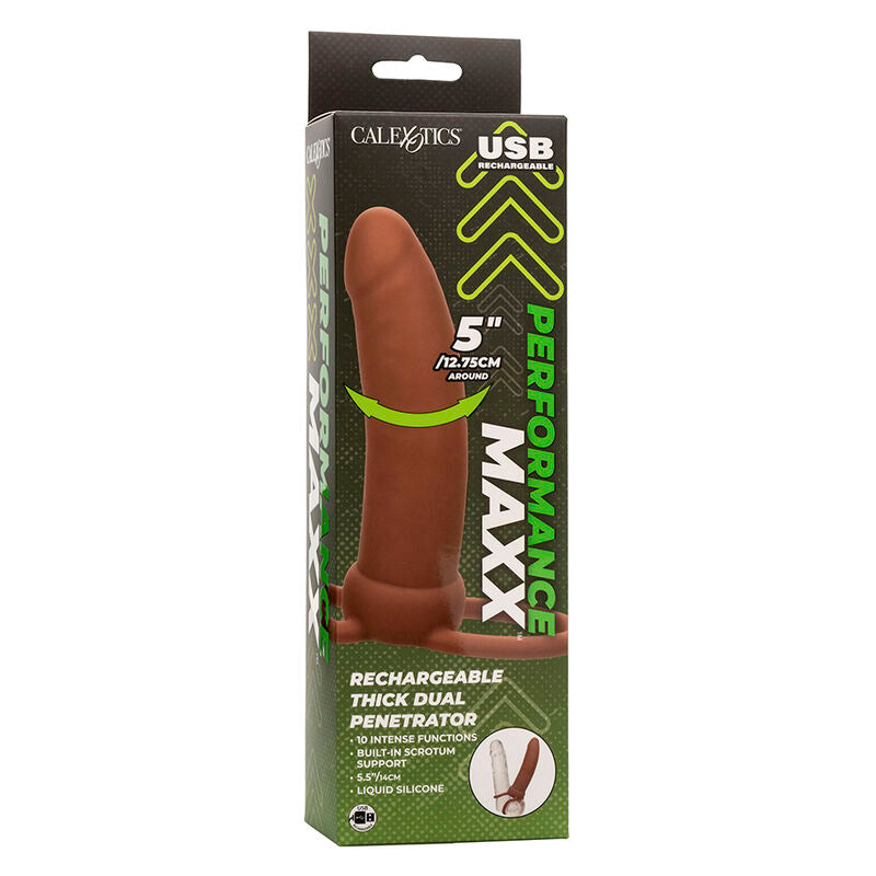 Maxx Thick Dual Penetrator 10 Vibrations Brown | Niks.fi verkkokauppa