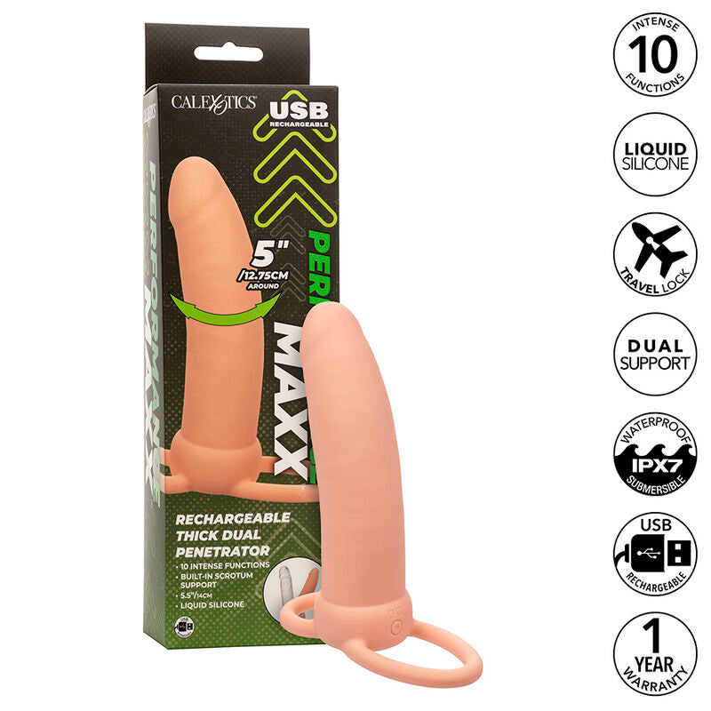 Maxx Thick Dual Penetrator 10 Vibrations Flesh | Niks.fi verkkokauppa