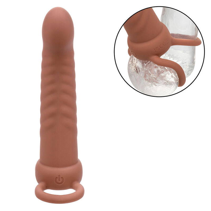 Maxx Ribbed Dual Penetrator 10 Vibrations Brown | Niks.fi verkkokauppa