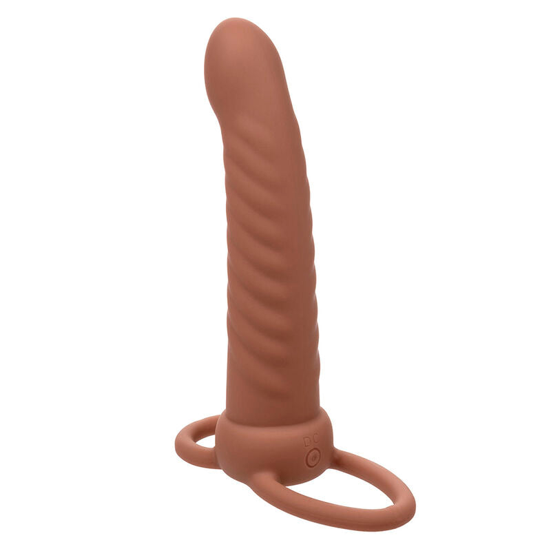 Maxx Ribbed Dual Penetrator 10 Vibrations Brown | Niks.fi verkkokauppa