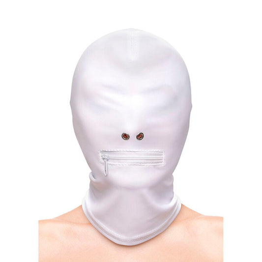 Fetish & Fashion Closed Zippered Mouth Hood Nylon White | Niks.fi verkkokauppa