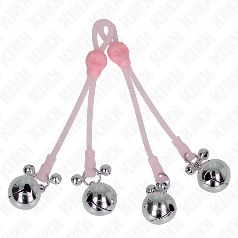 Kinkluminous Skull Nipple Clamps With Ring Bells Adjustable Pink / Silver | Niks.fi verkkokauppa