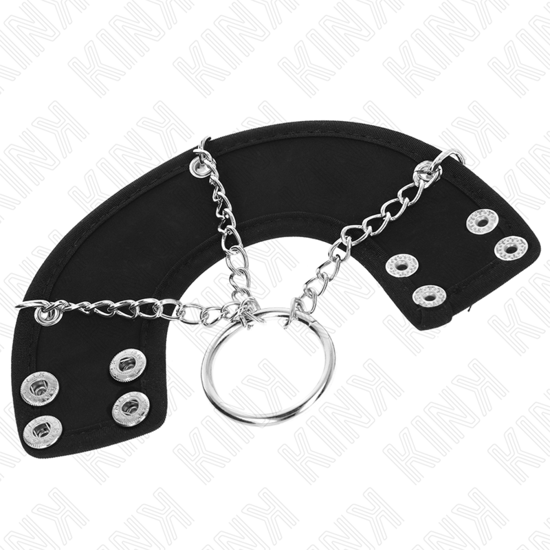 Kink metallinen penisrengas nahkavyöllä - Ø 4 cm - 7 cm:n ketju - D-241248