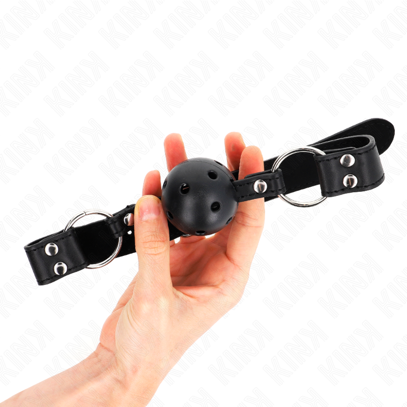 Kinkbreathable Ball 4 Cm Gag With Double Rivet Model 1 Black 62.5 X 2.5 Cm Adjustable 42-58 Cm | Niks.fi verkkokauppa