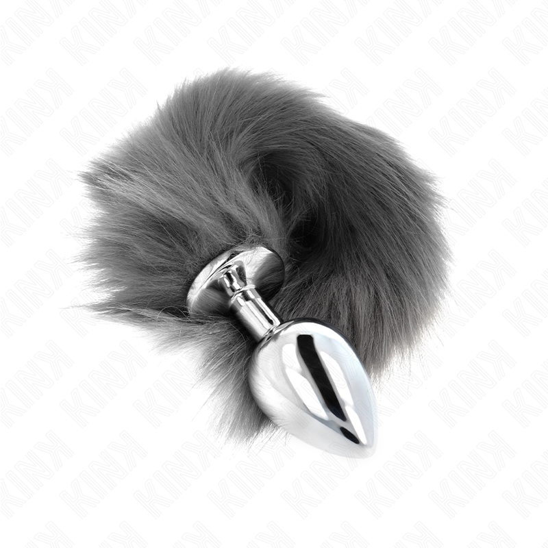 Kinkanal Plug Size L 10 X 4 Cm With Synthetic Tail 40 Cm Grey And White | Niks.fi verkkokauppa