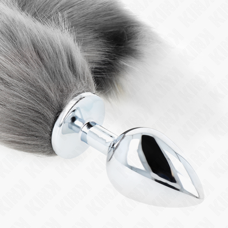 Kinkanal Plug Size L 10 X 4 Cm With Synthetic Tail 40 Cm Grey And White | Niks.fi verkkokauppa