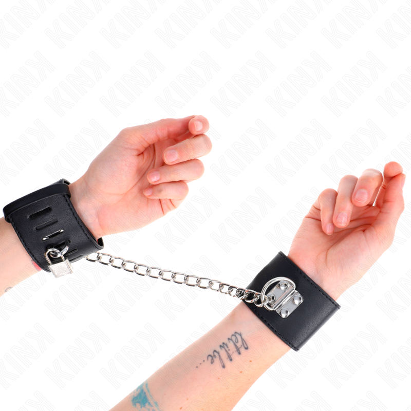 Kinkfixed Wrist Restraints With Chain 30 Cm And Padlock Closure Black Adjustable 16-23 Cm X 5.5 Cm | Niks.fi verkkokauppa