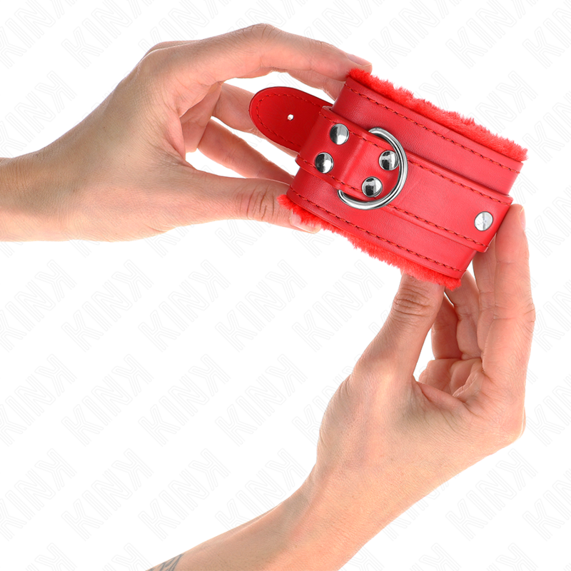 Kinkfur Lined Wrist Restraints Red With Red Belt Adjustable 17-29 Cm X 6 Cm | Niks.fi verkkokauppa