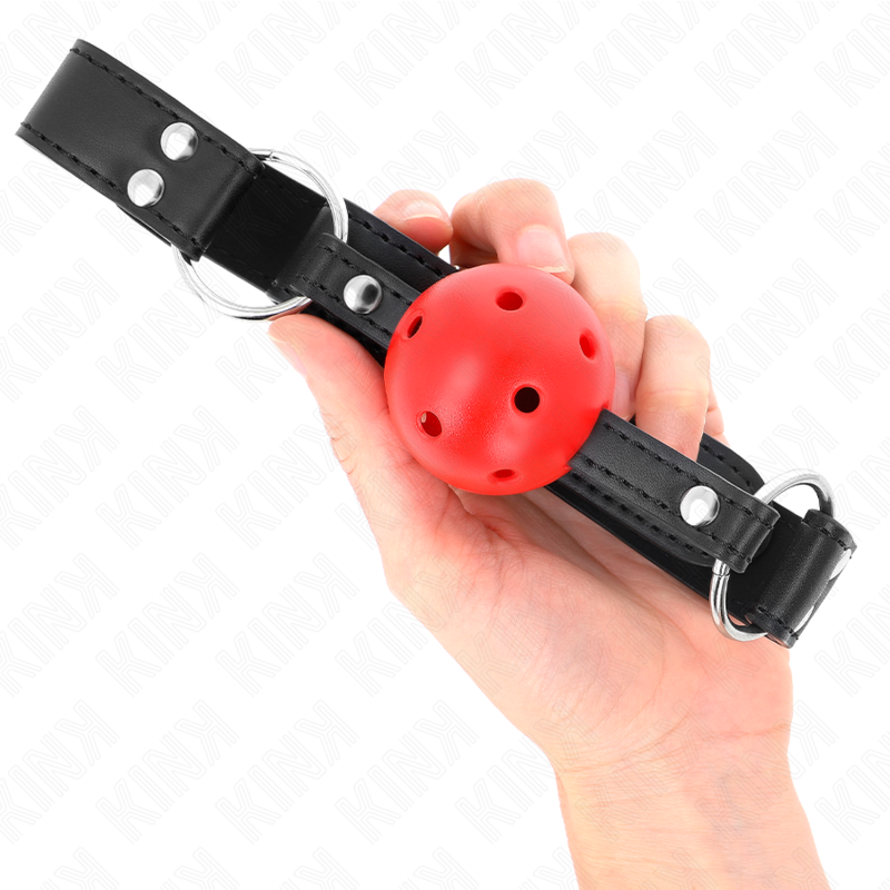 Kinkbreathable Ball 4 Cm Gag With Double Rivet Leather 62.5 X 2.5 Cm Adjustable 42-58 Cm | Niks.fi verkkokauppa