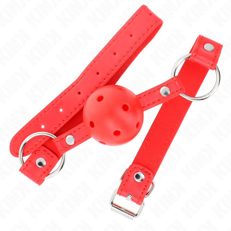 Kinkbreathable Ball 4 Cm Gag With Double Rivet Model 1 Red 62.5 X 2.5 Cm Adjustable 42-58 Cm | Niks.fi verkkokauppa